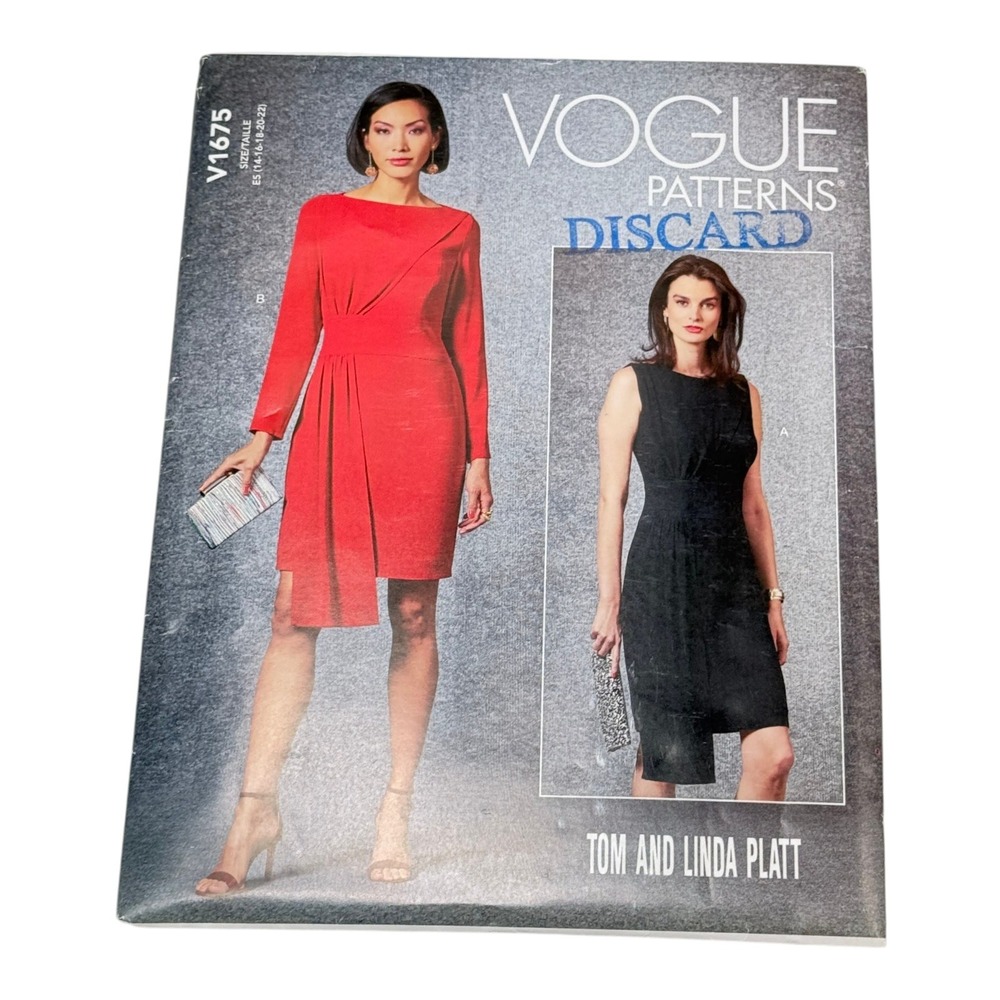 Vogue Sewing Pattern V1675 Size 14-22 Red Black Dress Tom‎ Linda Platt Uncut